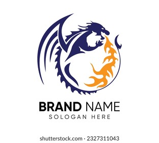 Dragon blaze logo design vector logo template