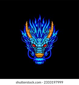 dragon blue head  logo vector design