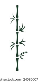 Dragon Boat Festival bamboo tree silhouette hand drawn illustration. Lunar New Year traditional holiday clip art, card, banner, poster element. Asian style design, isolated vector.