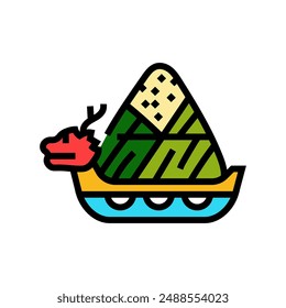 dragon boat festival chinese holiday color icon vector. dragon boat festival chinese holiday sign. isolated symbol illustration