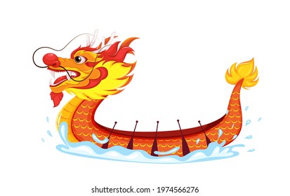 Dragon boat festival. Colorful stock vector illustration on white background