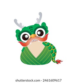 Dragon boat festival cute cartoon character on white background vector illustration