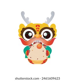 Dragon boat festival cute cartoon character on white background vector illustration