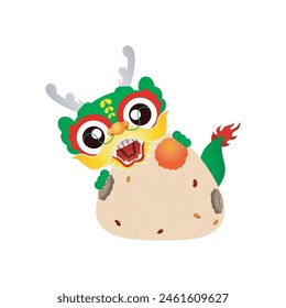Dragon boat festival cute cartoon character on white background vector illustration