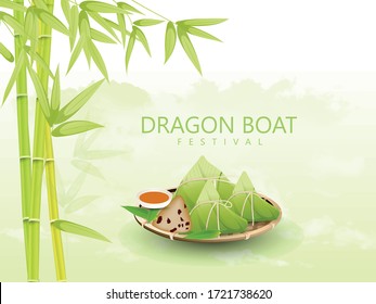 Dragon Boat Festival Illustration. Chinese Text Means Let's Celebrate The Dragon Boat Festival