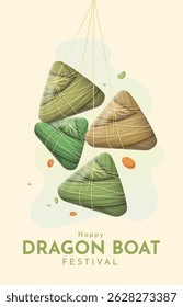 Dragon Boat Festival Poster Design with Chinese Zodiac Symbol Vector Illustration. Social Media Post, Banner Templat