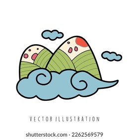 Dragon boat festival. dragon, rice dumpling. Vector illustration