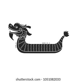 Dragon boat festival vector illustration, 5th day of May. Cartoon character of chines dragon on white background.  Black and white isolated object