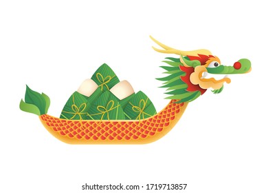 Dragon boat festival - vector illustration isolated on transparent background - Duanwu or Zhongxiao festival