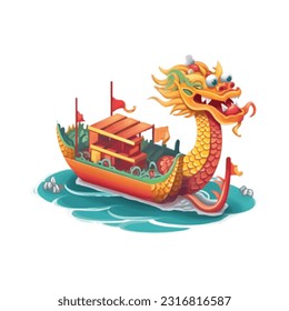 Festival del barco dragón, Ilustración vectorial.