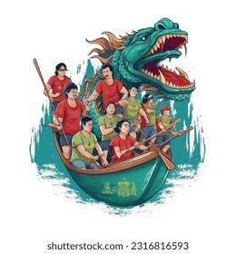 Festival del barco dragón, Ilustración vectorial.