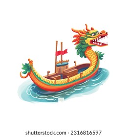 Festival del barco dragón, Ilustración vectorial.