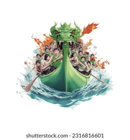 Festival del barco dragón, Ilustración vectorial.