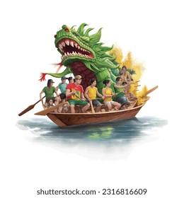 Festival del barco dragón, Ilustración vectorial.