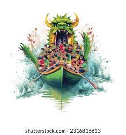 Festival del barco dragón, Ilustración vectorial.