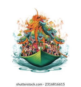 Festival del barco dragón, Ilustración vectorial.