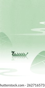 Dragon Boat Festival vertical illustration zongzi and dragon boat silhouette