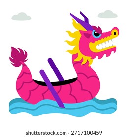 Drachenboot-Illustration, editierbarer Vektor 