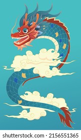 Dragon boat race on dragon boat festival, eating rice dumplings, celebrating traditional festival activities, Chinese dragon, vector illustration