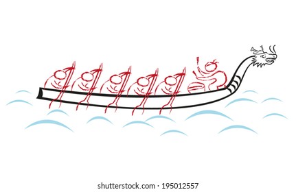 Dragon Boat Race Team Vector Illustration