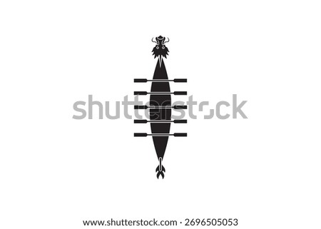 Dragon Boat Race Top Down Icon Chinese Dragon Boat Festival Silhouette Clipart
