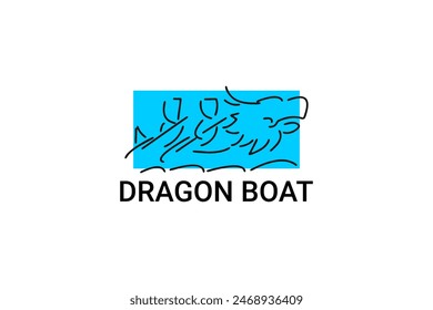 Dragon boat sport vector line icon. sportsman, rowing a dragon boat. sport pictogram illustration.