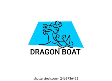 Dragon boat sport vector line icon. sportsman, rowing a dragon boat. sport pictogram illustration.