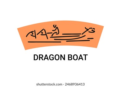 Dragon boat sport vector line icon. sportsman, rowing a dragon boat. sport pictogram illustration.