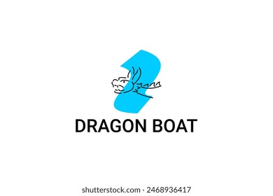 Dragon boat sport vector line icon. sportsman, rowing a dragon boat. sport pictogram illustration.