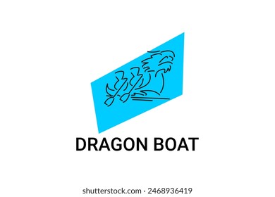 Dragon boat sport vector line icon. sportsman, rowing a dragon boat. sport pictogram illustration.