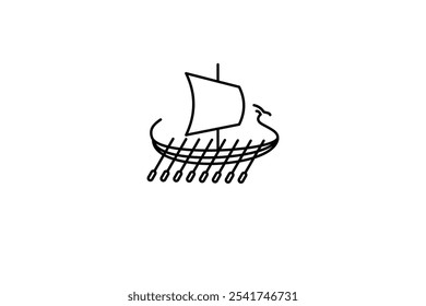 Dragon boat of viking boat logo.