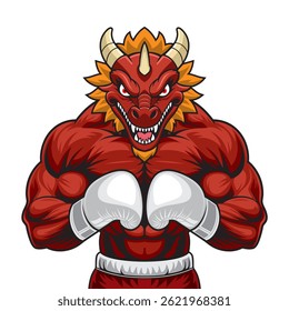 dragon boxing mascot vector illustration design