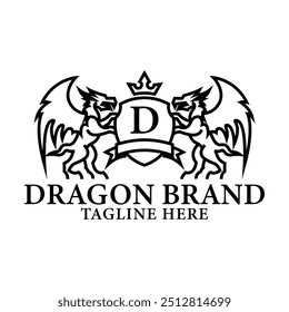 The Dragon Brand Logo Design is a design asset featuring a logo with a dragon as its main element.