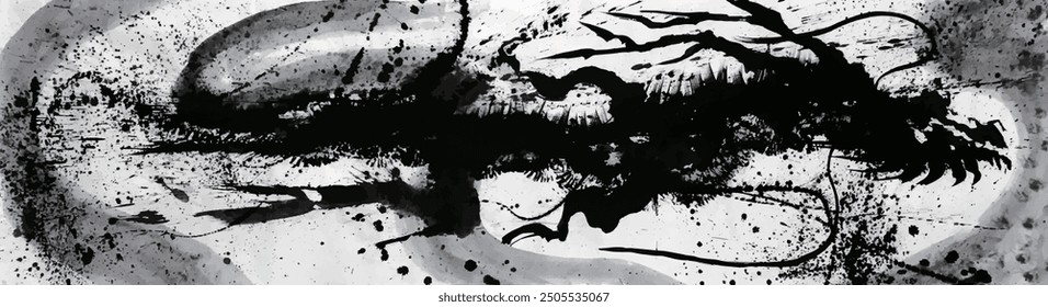 dragon. brush stroke illustration. hand drawn illustration.