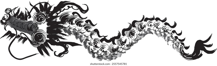 dragon. brush stroke illustration. hand drawn illustration.