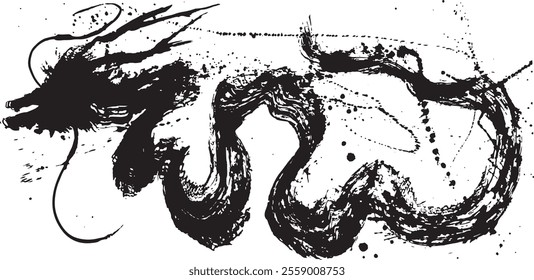 dragon. brush stroke illustration. hand drawn illustration.