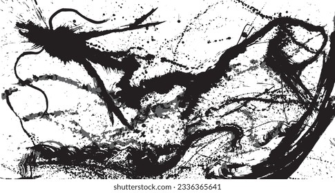 dragon. brush stroke illustration. ink art.