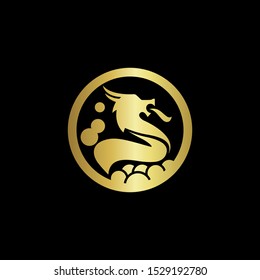 dragon buble logo with line circle