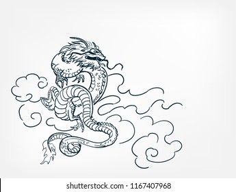 dragon card kimono  japanese chinese vector design