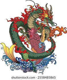 Dragon and Carp reflects the headmaster’s unique style, symbolizing transformation, perseverance, and strength through bold imagery and vivid themes.