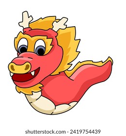 Dragon cartoon character. Happy chinese new year 2024. Vector illustration