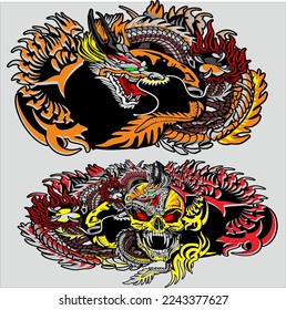 Dragon cartoon character illustration for book covers, flash cards, stickers or comics. flat vector design