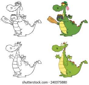 Dragon Cartoon Character. Vector Collection Set