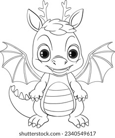 Dragon cartoon doodle coloring character illustration