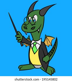 Dragon cartoon dressed as a tutor