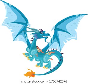 Dragon Cartoon Flat Colourfull. sticker of a saxon dragon cartoon.