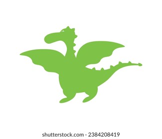 Dragon. Cartoon dragon. Green dragon silhouette. A symbol of the new year. Vector illustration isolated on a white background