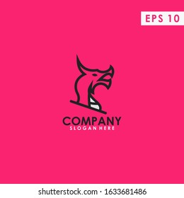 Dragon Cartoon Logo Design Vector Template. Modern Icon Design. Dragon Logo. Vector Illustration