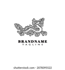 dragon cartoon logo template icon design black modern vector