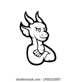 Dragon cartoon mascot logo silhouette version. Dragons caharacter logo in sport style, mascot logo illustration design vector